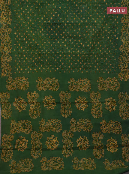 Sungudi cotton saree green with allover butta prints and printed border