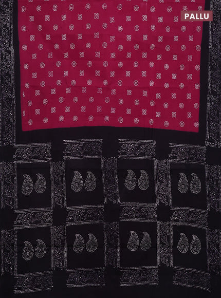 Sungudi cotton saree pink and navy blue with allover batik prints and printed border