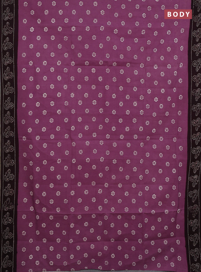 Sungudi cotton saree mauve pink and coffee brown with allover batik prints and printed border