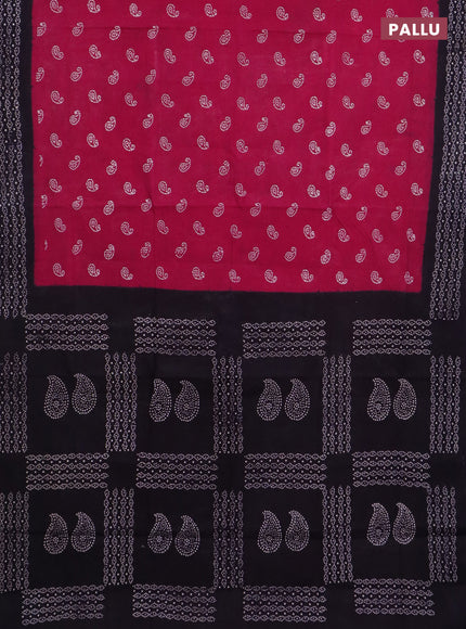 Sungudi cotton saree pink and navy blue with allover batik prints and printed border