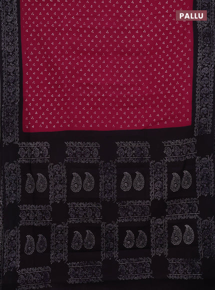 Sungudi cotton saree pink and navy blue with allover batik prints and printed border
