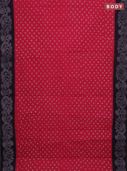 Sungudi cotton saree pink and navy blue with allover batik prints and printed border