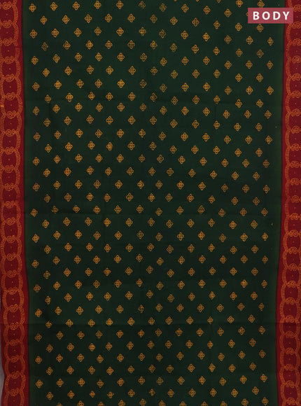 Sungudi cotton saree bottle green and maroon with allover batik prints and printed border