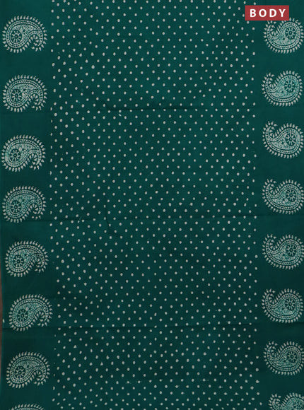 Sungudi cotton saree teal green with allover butta prints and printed border