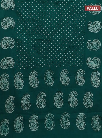 Sungudi cotton saree teal green with allover butta prints and printed border