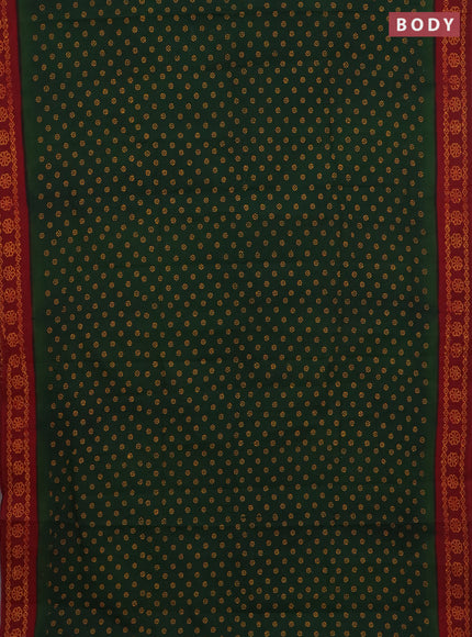 Sungudi cotton saree bottle green and maroon with allover butta prints and printed border