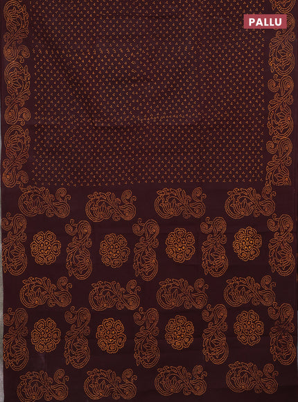 Sungudi cotton saree coffee brown with allover butta prints and printed border