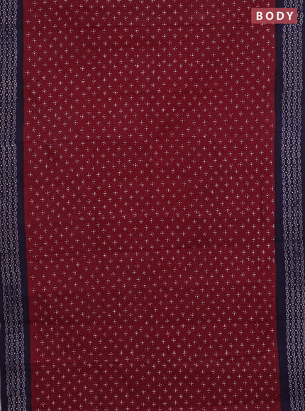 Sungudi cotton saree deep maroon and navy blue with allover butta prints and printed border