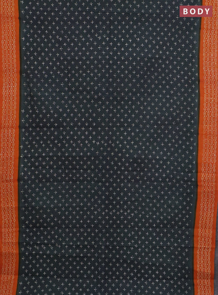 Sungudi cotton saree elephant grey and dark mustard with allover butta prints and printed border