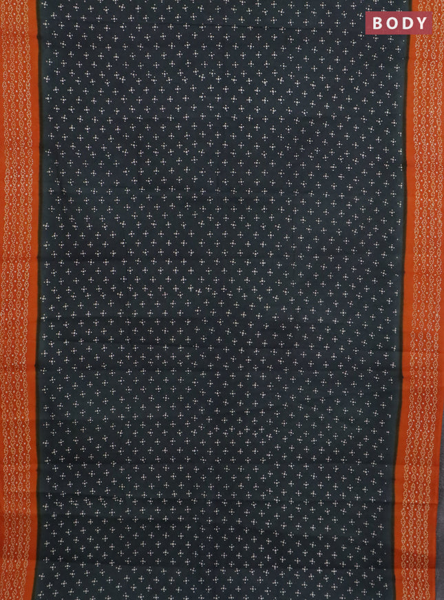 Sungudi cotton saree elephant grey and dark mustard with allover butta prints and printed border