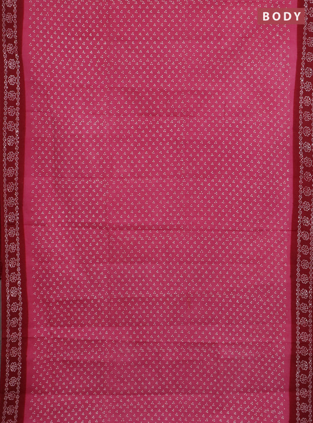 Sungudi cotton saree mauve pink and maroon with allover butta prints and printed border