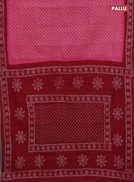 Sungudi cotton saree mauve pink and maroon with allover butta prints and printed border