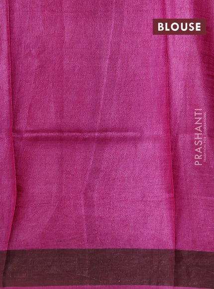 Pure tussar silk saree pink with allover prints and zari woven border