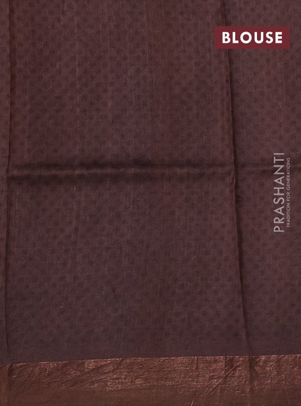 Pure tussar silk saree brown with allover prints and zari woven border