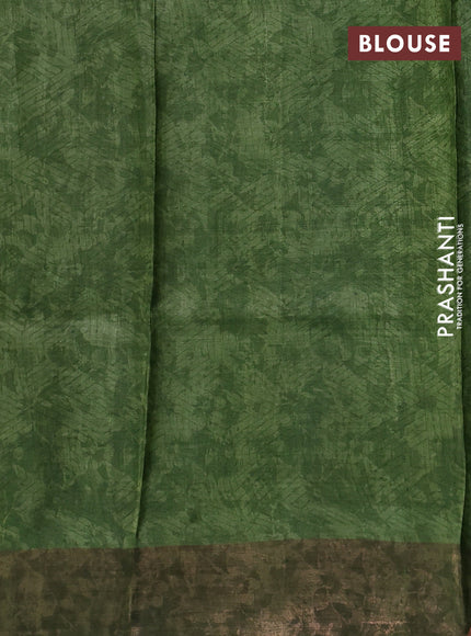 Pure tussar silk saree pastel green and light green with allover prints and zari woven border