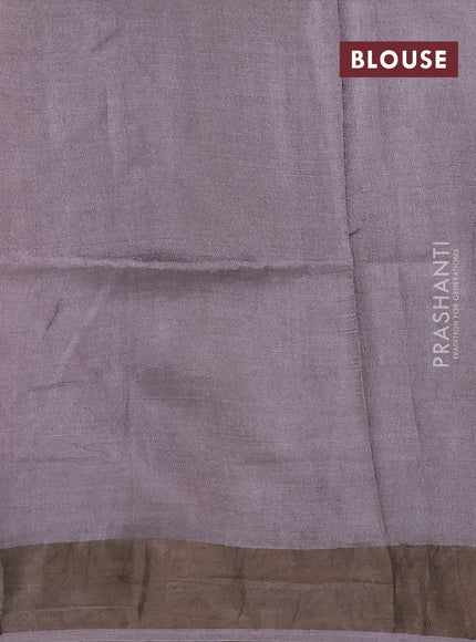 Pure tussar silk saree pink and pastel green with allover prints and zari woven border