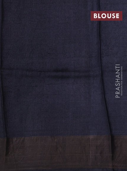 Pure tussar silk saree black with allover prints and zari woven border