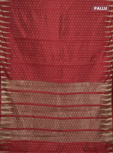 Semi raw silk saree red with allover zari woven 1000 buttas and zari woven border