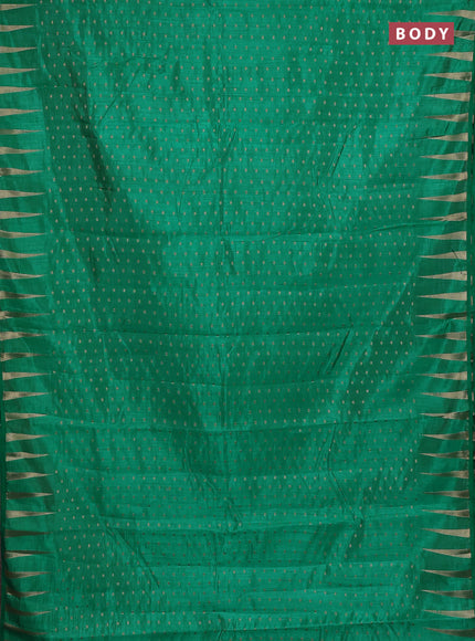 Semi raw silk saree teal green with allover zari woven 1000 buttas and zari woven border