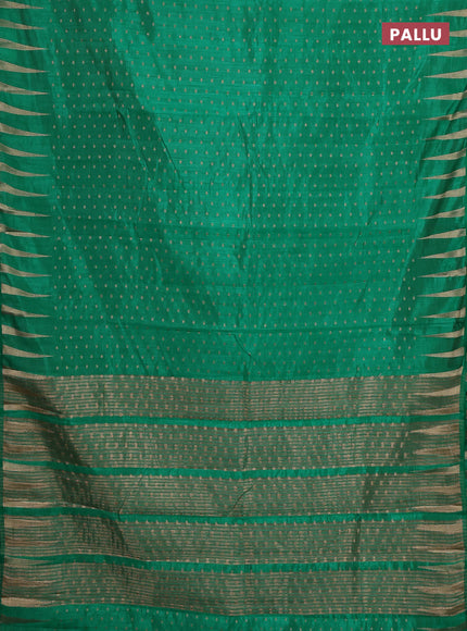 Semi raw silk saree teal green with allover zari woven 1000 buttas and zari woven border