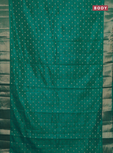 Semi raw silk saree teal blue with allover zari woven 1000 buttas and zari woven border