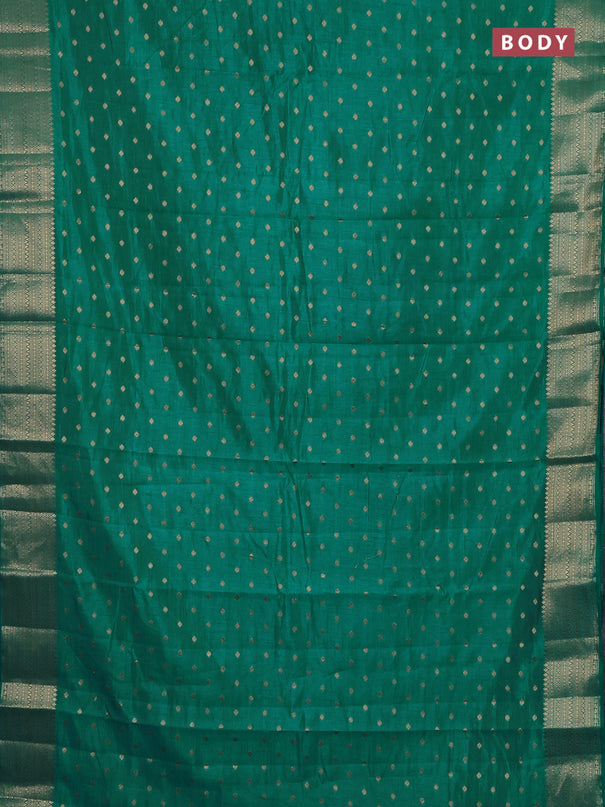 Semi raw silk saree teal blue with allover zari woven 1000 buttas and zari woven border