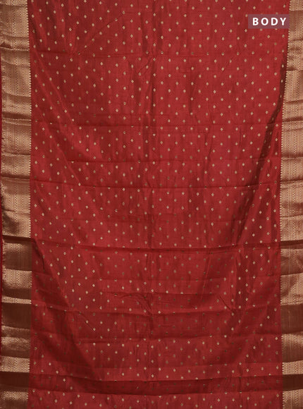 Semi raw silk saree red with allover zari woven 1000 buttas and zari woven border