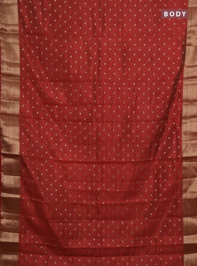 Semi raw silk saree red with allover zari woven 1000 buttas and zari woven border