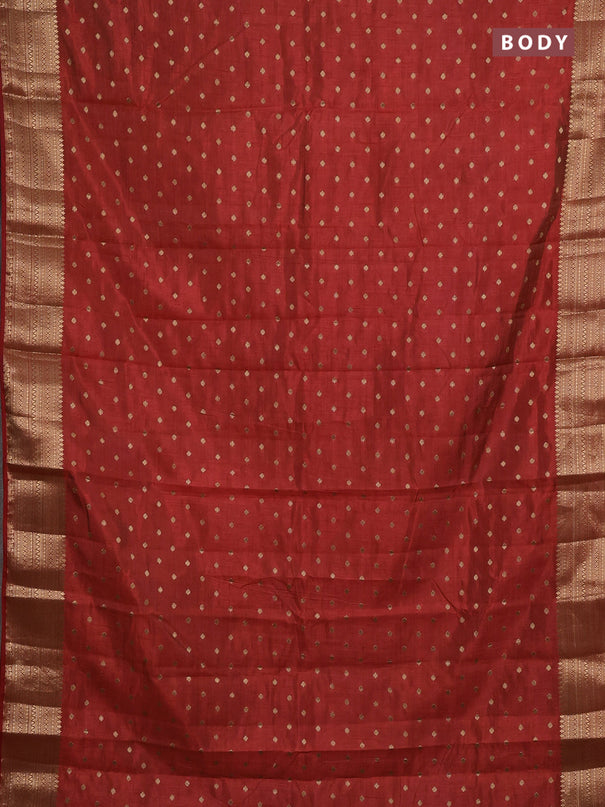 Semi raw silk saree red with allover zari woven 1000 buttas and zari woven border