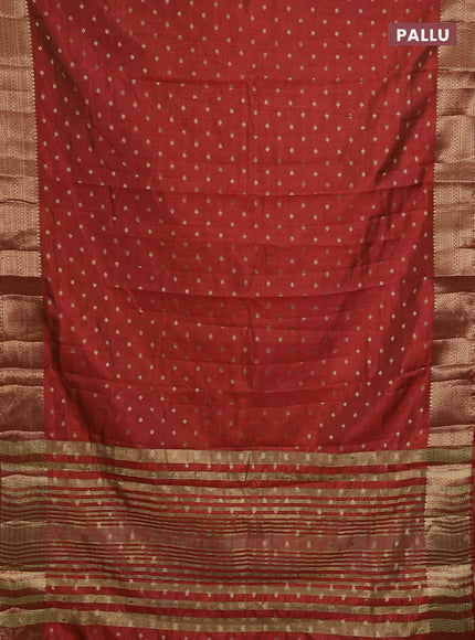 Semi raw silk saree red with allover zari woven 1000 buttas and zari woven border