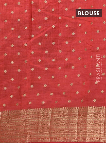 Semi raw silk saree red with allover zari woven 1000 buttas and zari woven border