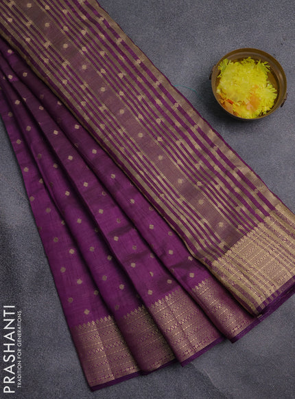 Semi raw silk saree purple with allover zari woven 1000 buttas and zari woven border