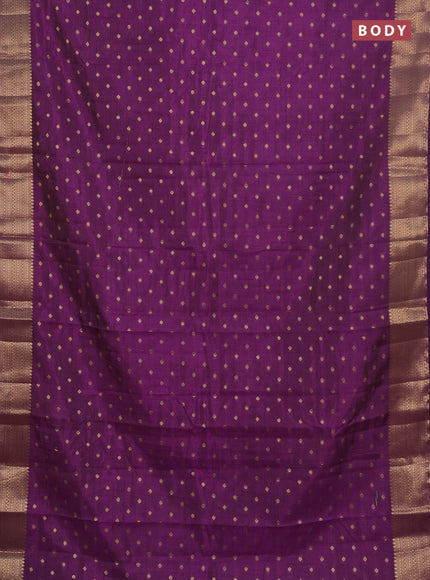Semi raw silk saree purple with allover zari woven 1000 buttas and zari woven border
