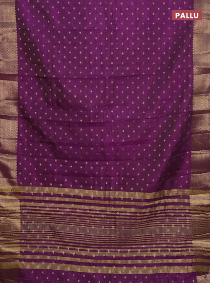 Semi raw silk saree purple with allover zari woven 1000 buttas and zari woven border