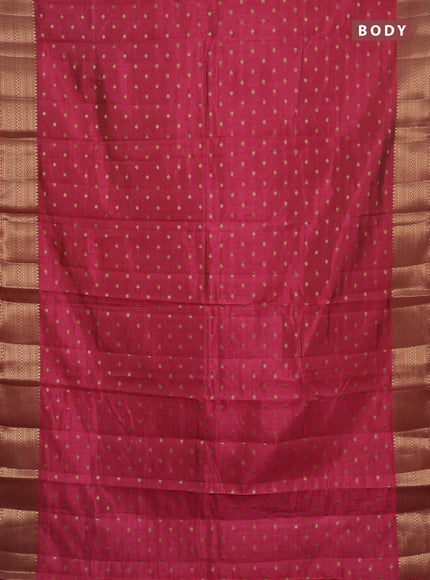 Semi raw silk saree pink with allover zari woven 1000 buttas and zari woven border