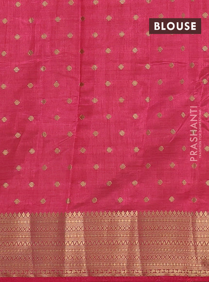 Semi raw silk saree pink with allover zari woven 1000 buttas and zari woven border