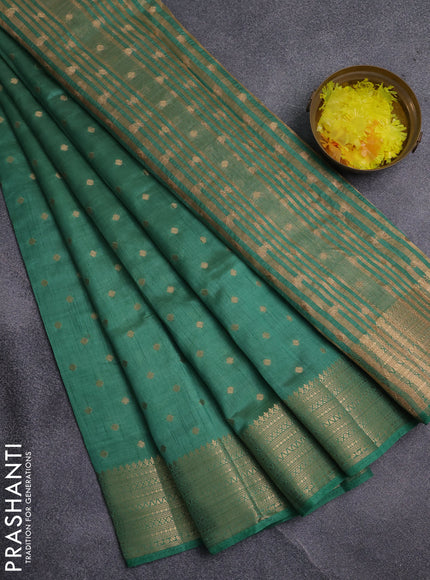 Semi raw silk saree pastel green with allover zari woven 1000 buttas and zari woven border