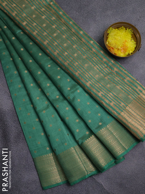 Semi raw silk saree pastel green with allover zari woven 1000 buttas and zari woven border