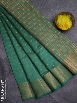 Semi raw silk saree pastel green with allover zari woven 1000 buttas and zari woven border