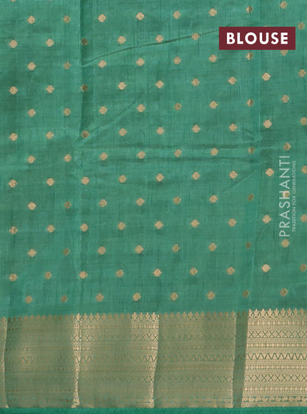 Semi raw silk saree pastel green with allover zari woven 1000 buttas and zari woven border