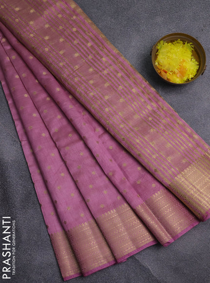 Semi raw silk saree mauve pink with allover zari woven 1000 buttas and zari woven border