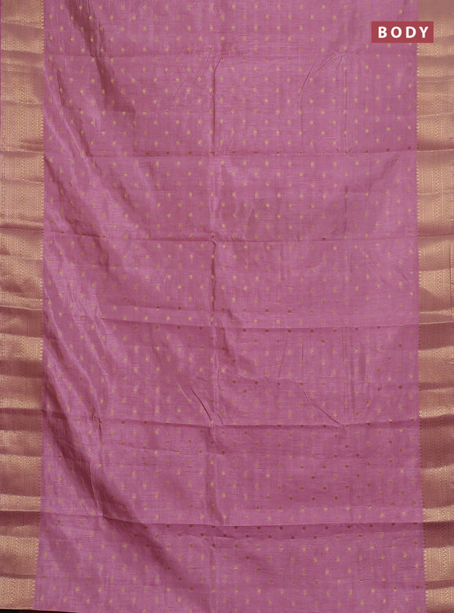Semi raw silk saree mauve pink with allover zari woven 1000 buttas and zari woven border