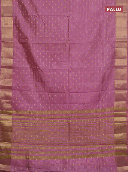 Semi raw silk saree mauve pink with allover zari woven 1000 buttas and zari woven border