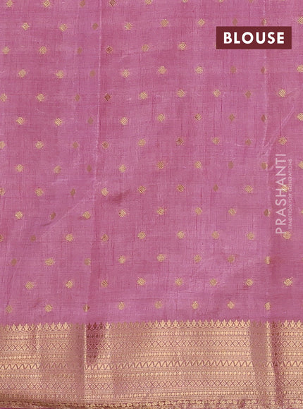 Semi raw silk saree mauve pink with allover zari woven 1000 buttas and zari woven border
