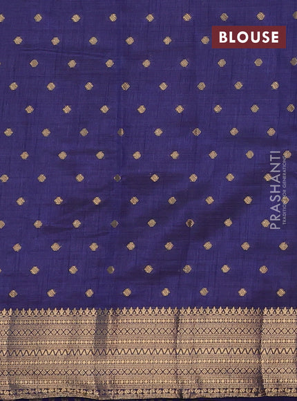 Semi raw silk saree navy blue with allover zari woven 1000 buttas and zari woven border