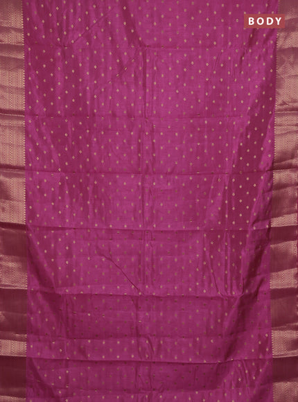 Semi raw silk saree rani pink with allover zari woven 1000 buttas and zari woven border