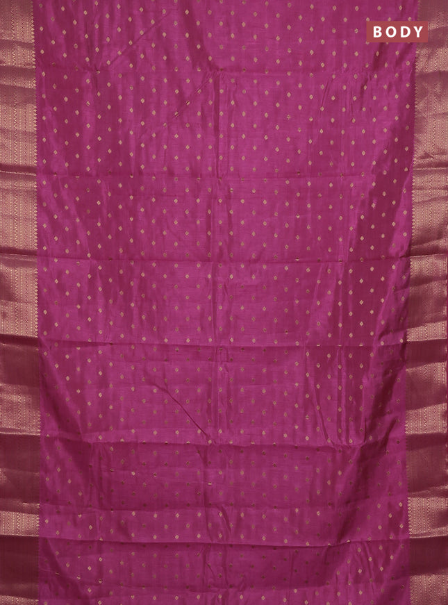 Semi raw silk saree rani pink with allover zari woven 1000 buttas and zari woven border