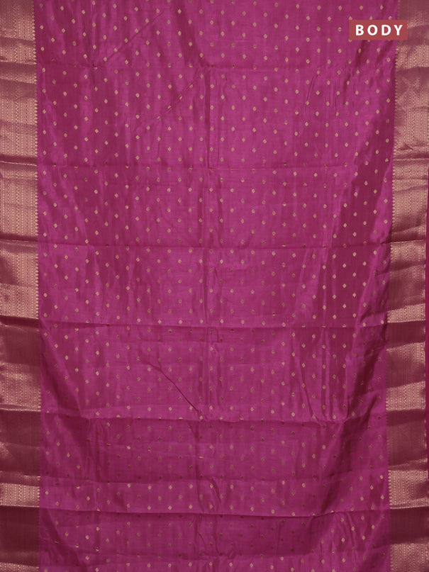 Semi raw silk saree rani pink with allover zari woven 1000 buttas and zari woven border