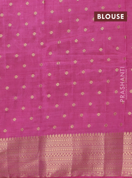 Semi raw silk saree rani pink with allover zari woven 1000 buttas and zari woven border