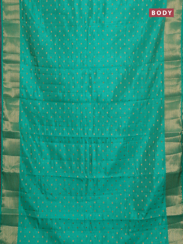 Semi raw silk saree teal green with allover zari woven 1000 buttas and zari woven border